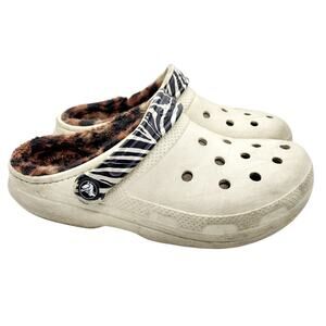 Crocs Beige Classic Lined Animal Remix Clog Unisex Women’s Size 7 Men’s Size 5